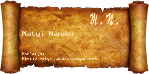 Matyi Nándor névjegykártya